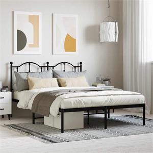 Bowery Hill 55.1 x 78.7 Powder Coated Steel Bed Frame in Black