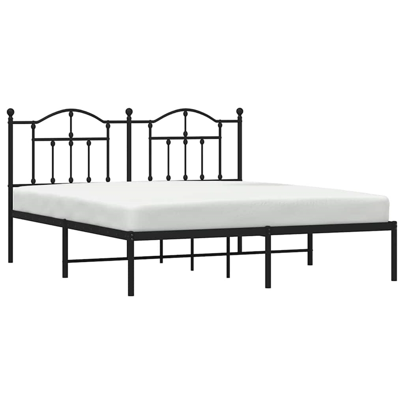 Bowery Hill Rectangular Powder-Coated Steel Full Bed Frame in Black