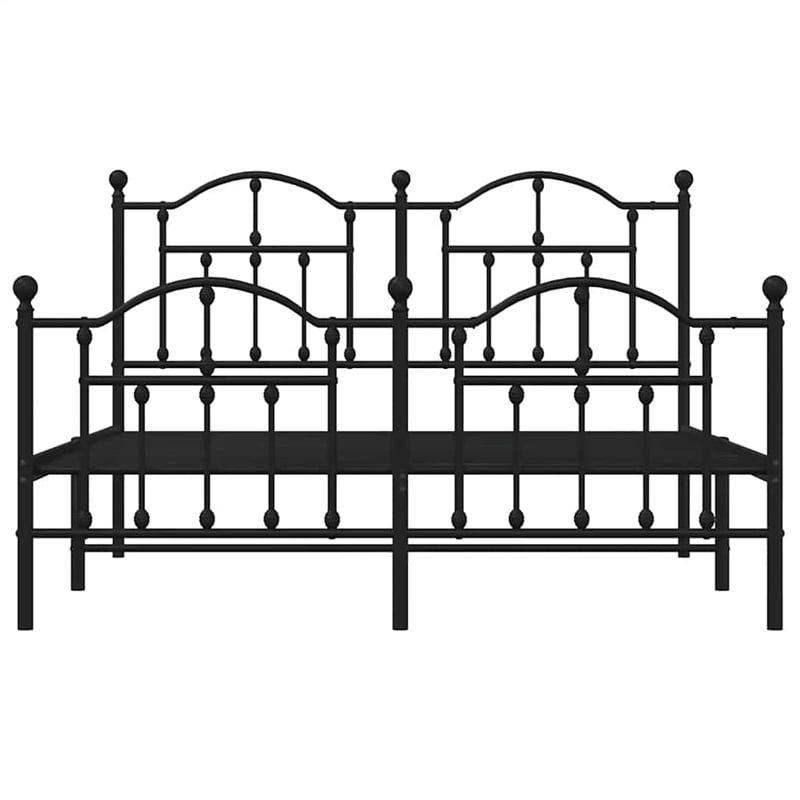 Bowery Hill Rectangular Powder-Coated Steel King Bed Frame in Black
