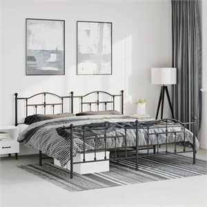 Bowery Hill Powder-Coated Steel King/Double Bed Frame in Black