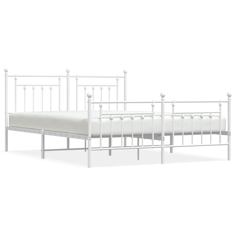 Bowery Hill Rectangular Powder-Coated Steel Full Bed Frame in White