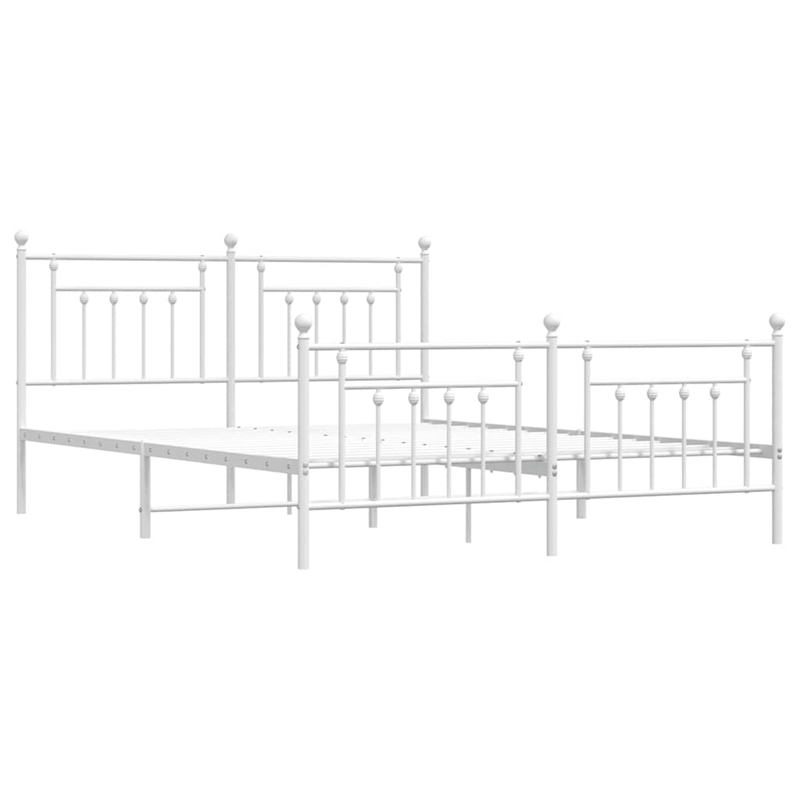 Bowery Hill Rectangular Powder-Coated Steel Full Bed Frame in White