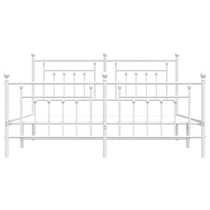 Bowery Hill Rectangular Powder-Coated Steel Full Bed Frame in White