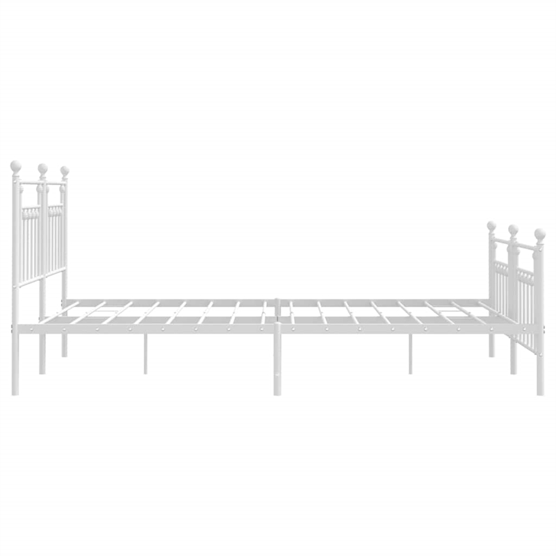 Bowery Hill Rectangular Powder-Coated Steel Full Bed Frame in White