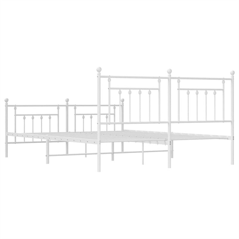 Bowery Hill Rectangular Powder-Coated Steel Full Bed Frame in White