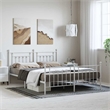 Bowery Hill Rectangular Powder-Coated Steel Full Bed Frame in White