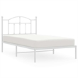 Bowery Hill Contemporary Rectangular Steel Single Bed Frame in White