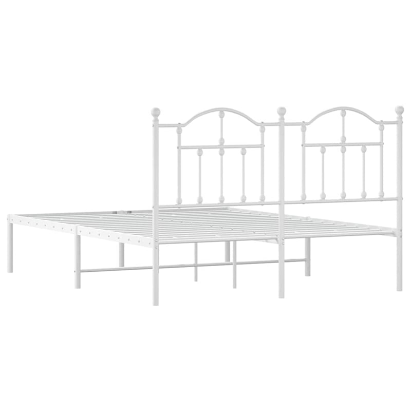 Bowery Hill Powder-Coated Steel King Size Bed Frame in White