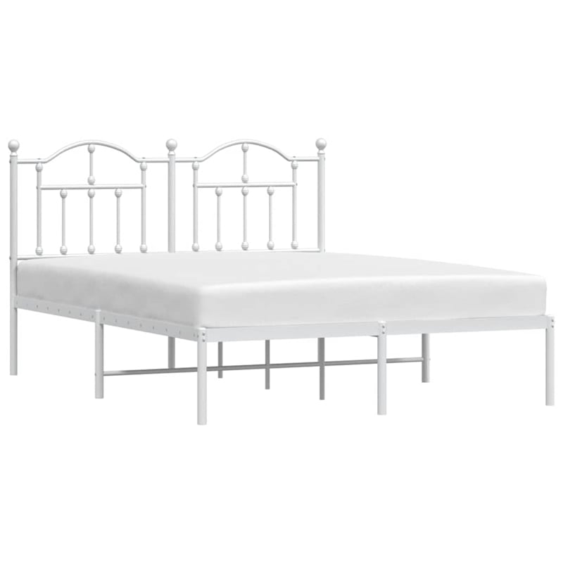 Bowery Hill Powder-Coated Steel King Size Bed Frame in White