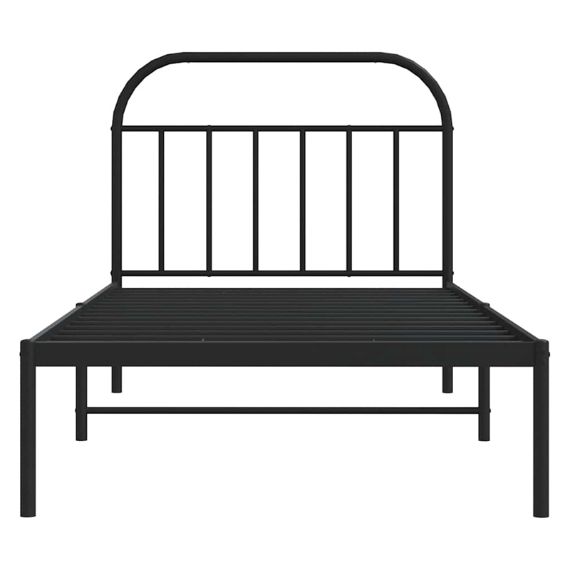 Bowery Hill Contemporary Powder-Coated Steel Single Bed Frame in Black