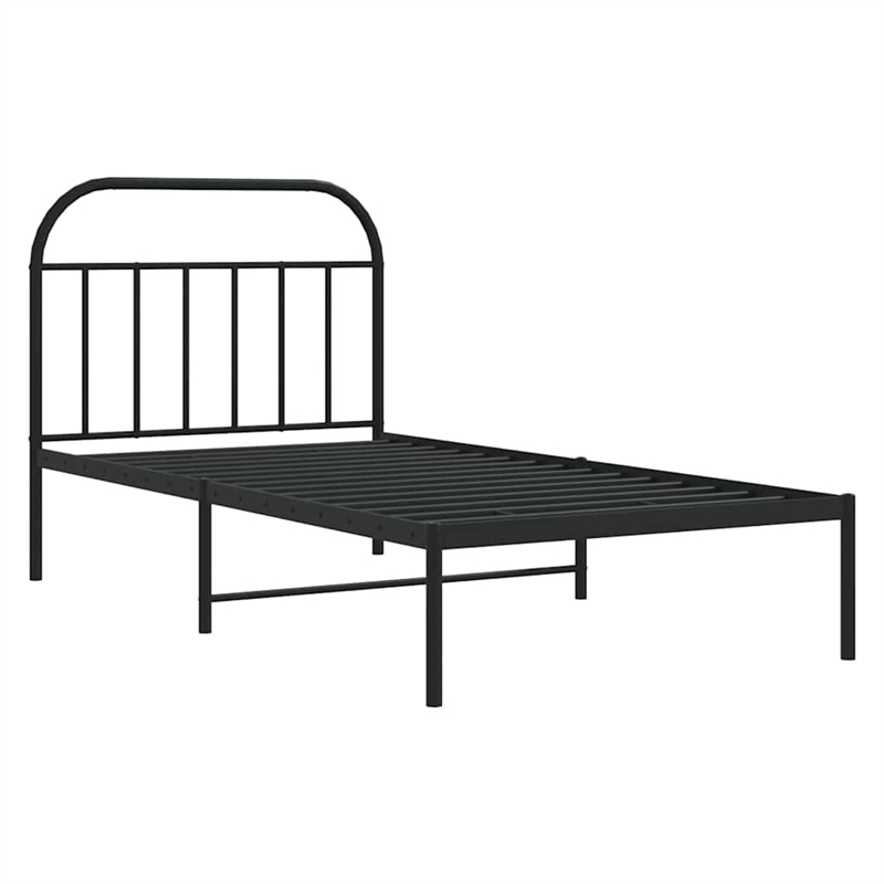 Bowery Hill Contemporary Powder-Coated Steel Single Bed Frame in Black