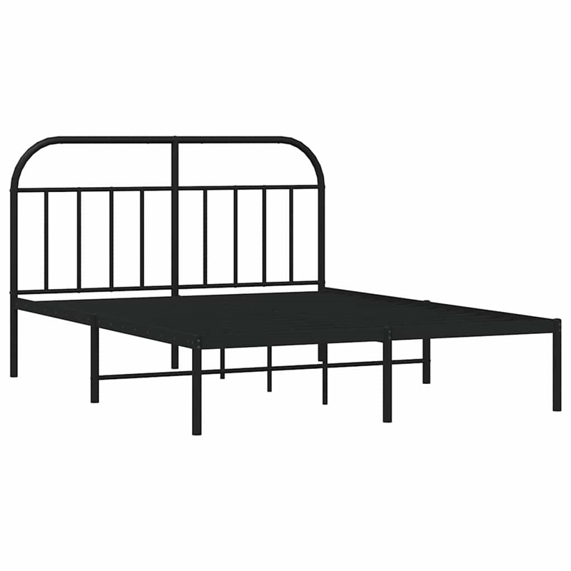 Bowery Hill Rectangular Powder-Coated Steel Full Bed Frame in Black
