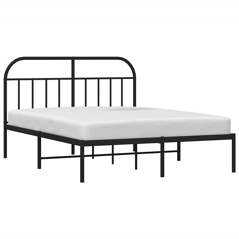 Bowery Hill Rectangular Powder-Coated Steel Full Bed Frame in Black