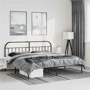 Bowery Hill Powder-Coated Steel Cal King/Double Bed Frame in Black