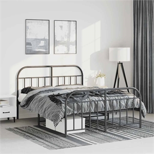 Bowery Hill Rectangular Powder-Coated Steel King Bed Frame in Black