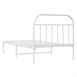 Bowery Hill Rectangular Powder-Coated Steel Twin Bed Frame in White
