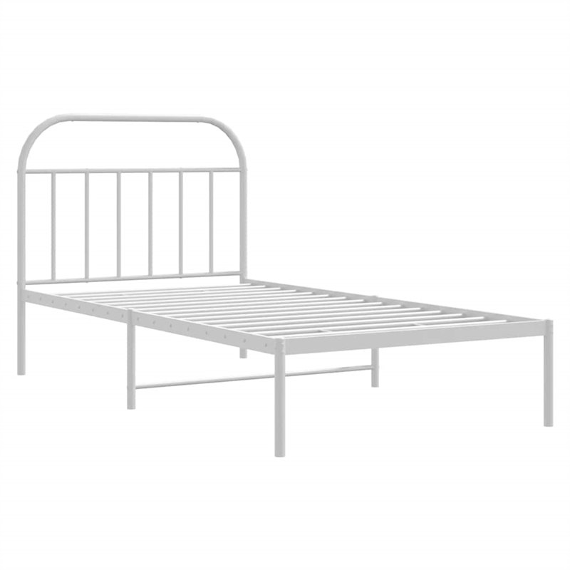 Bowery Hill Rectangular Powder-Coated Steel Twin Bed Frame in White