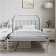 Bowery Hill Rectangular Powder-Coated Steel Twin Bed Frame in White