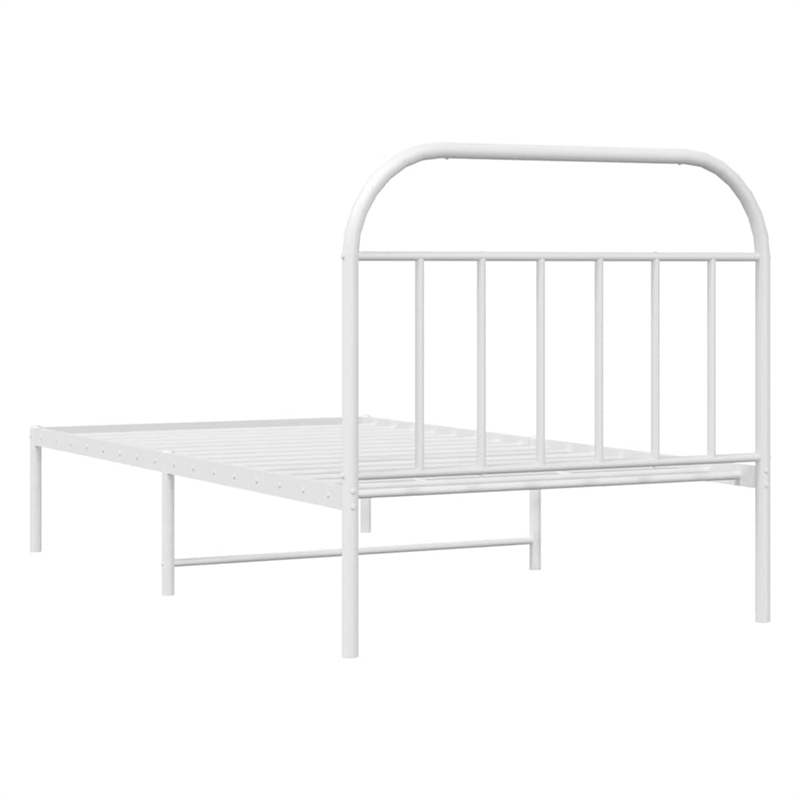 Bowery Hill Rectangular Powder-Coated Steel Twin Bed Frame in White