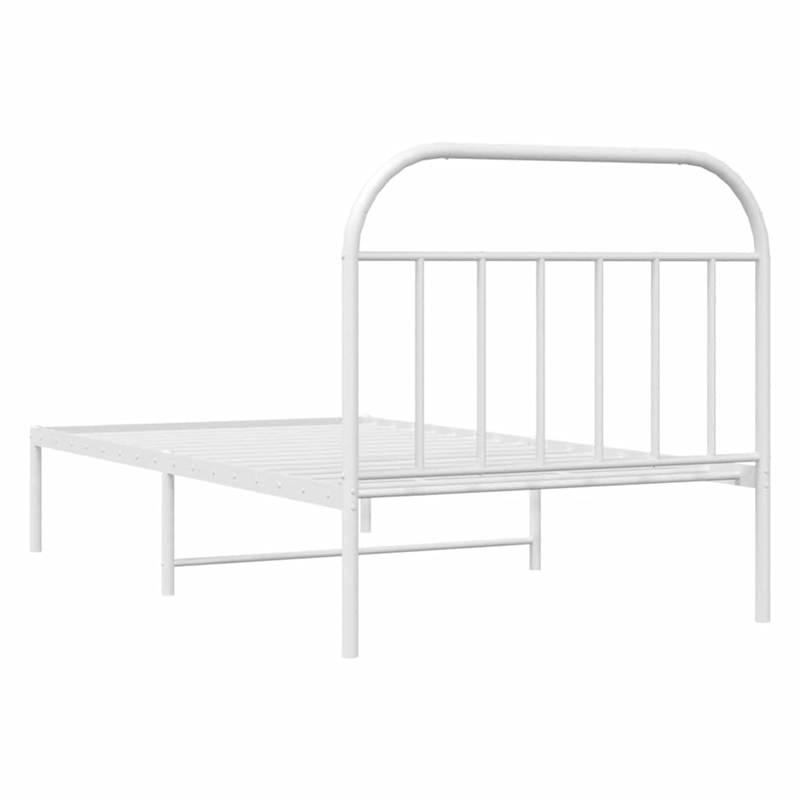 Bowery Hill Rectangular Powder-Coated Steel Twin Bed Frame in White