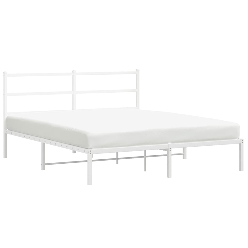 Bowery Hill Powder-Coated Steel King Size Bed Frame in White