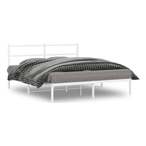Bowery Hill Powder-Coated Steel King Size Bed Frame in White