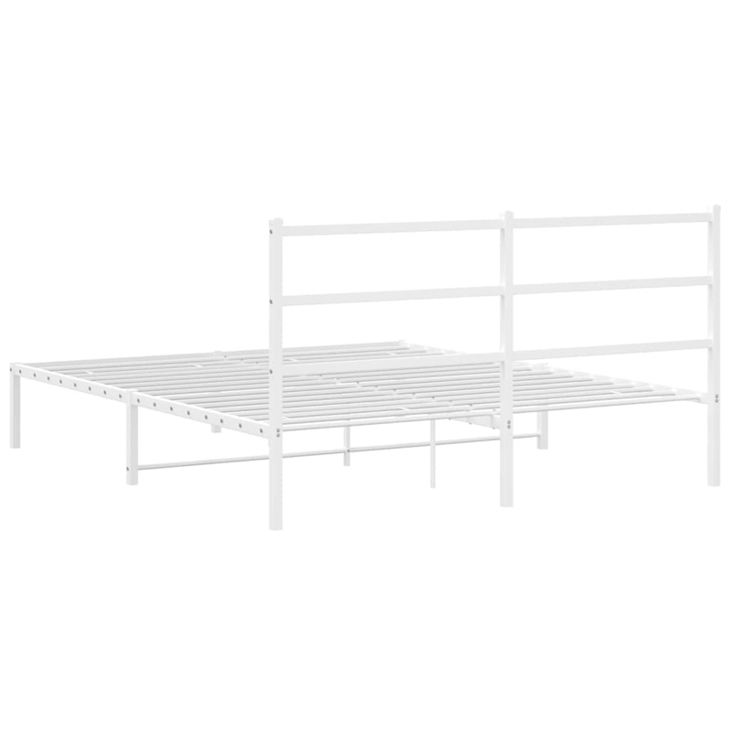 Bowery Hill Powder-Coated Steel King Size Bed Frame in White