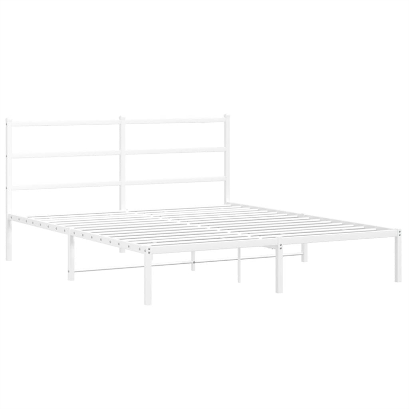 Bowery Hill Powder-Coated Steel King Size Bed Frame in White