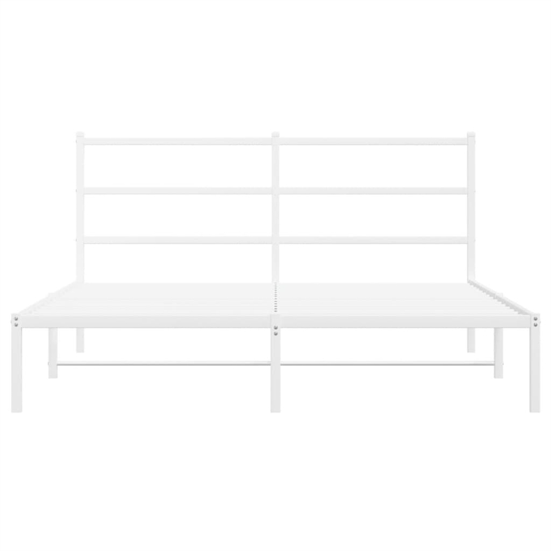 Bowery Hill Powder-Coated Steel King Size Bed Frame in White