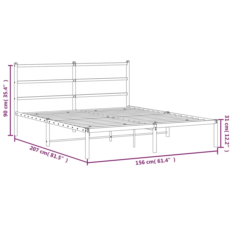 Bowery Hill Powder-Coated Steel King Size Bed Frame in White