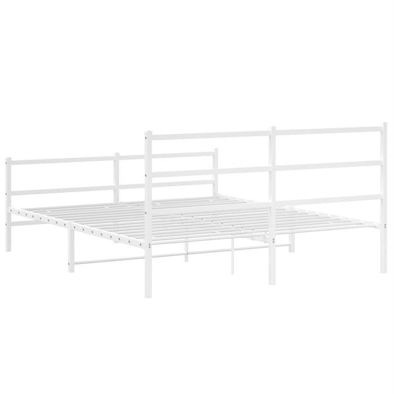 Bowery Hill Powder-Coated Steel King Size Bed Frame in White