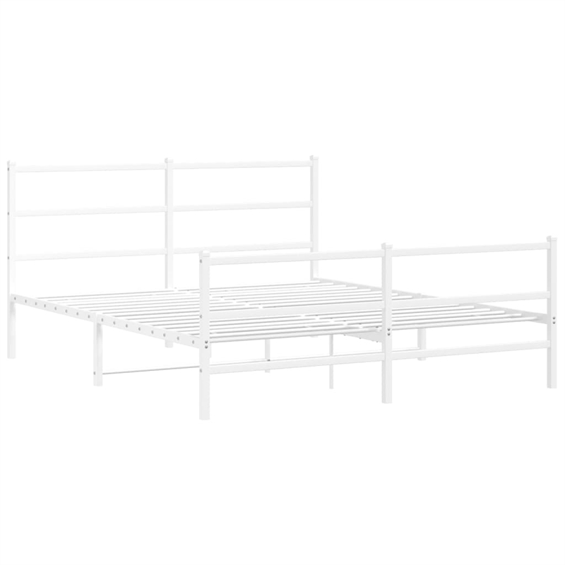 Bowery Hill Powder-Coated Steel King Size Bed Frame in White