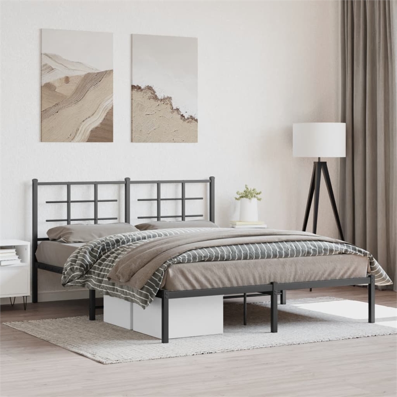 Bowery Hill Contemporary Powder-Coated Steel King Bed Frame in Black