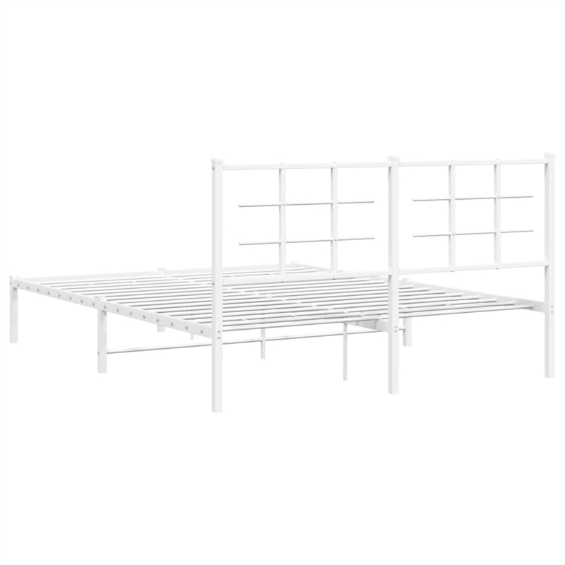 Bowery Hill Powder-Coated Steel King Size Bed Frame in White