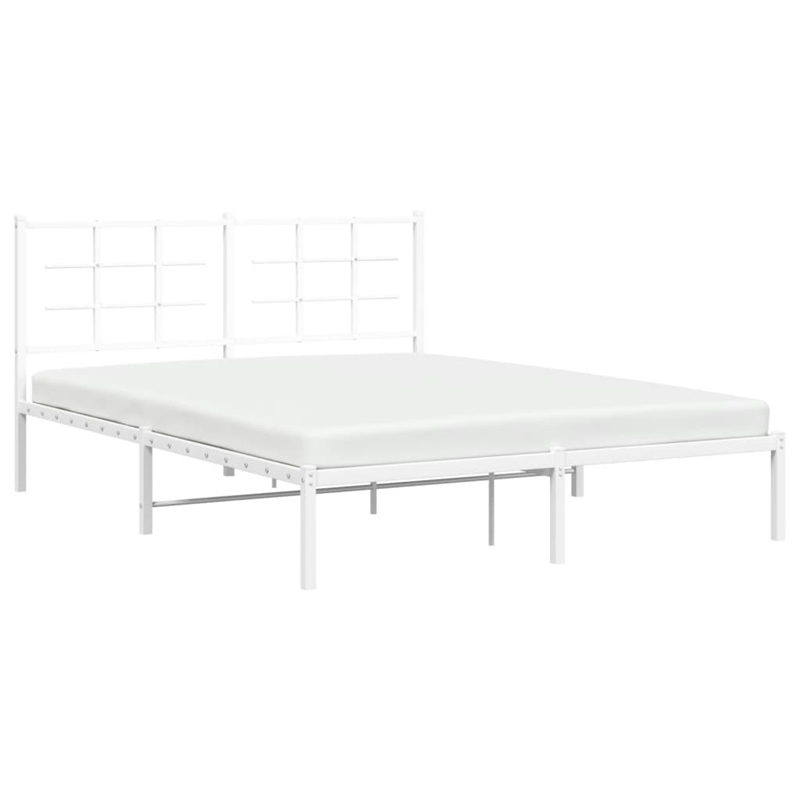 Bowery Hill Powder-Coated Steel King Size Bed Frame in White