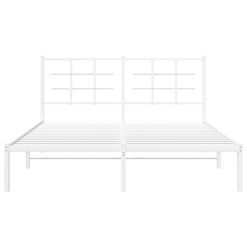 Bowery Hill Powder-Coated Steel King Size Bed Frame in White