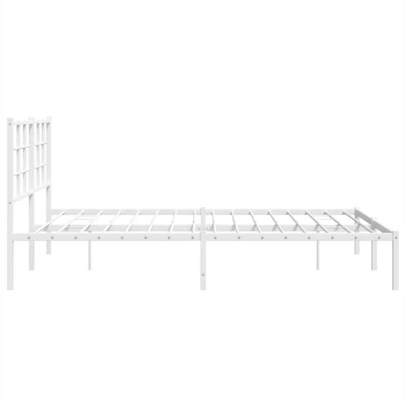 Bowery Hill Powder-Coated Steel King Size Bed Frame in White