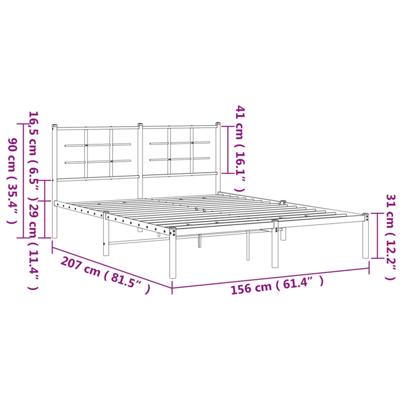 Bowery Hill Powder-Coated Steel King Size Bed Frame in White