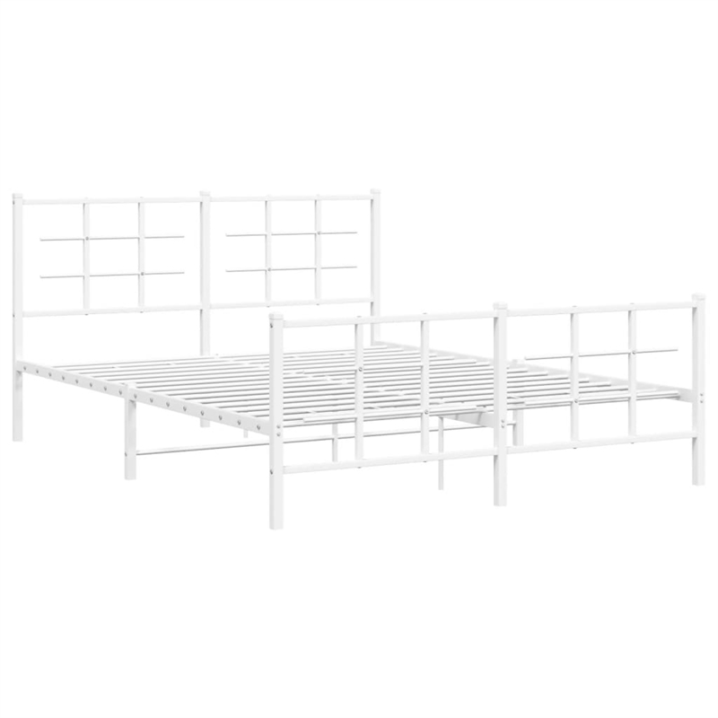 Bowery Hill Contemporary Rectangular Steel King Bed Frame in White
