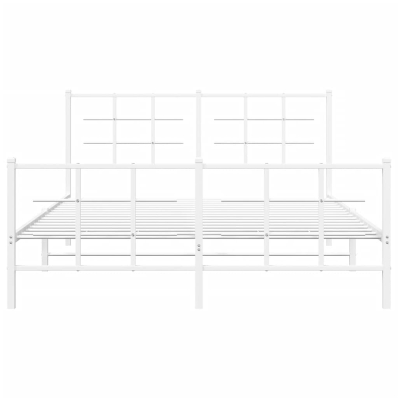 Bowery Hill Contemporary Rectangular Steel King Bed Frame in White