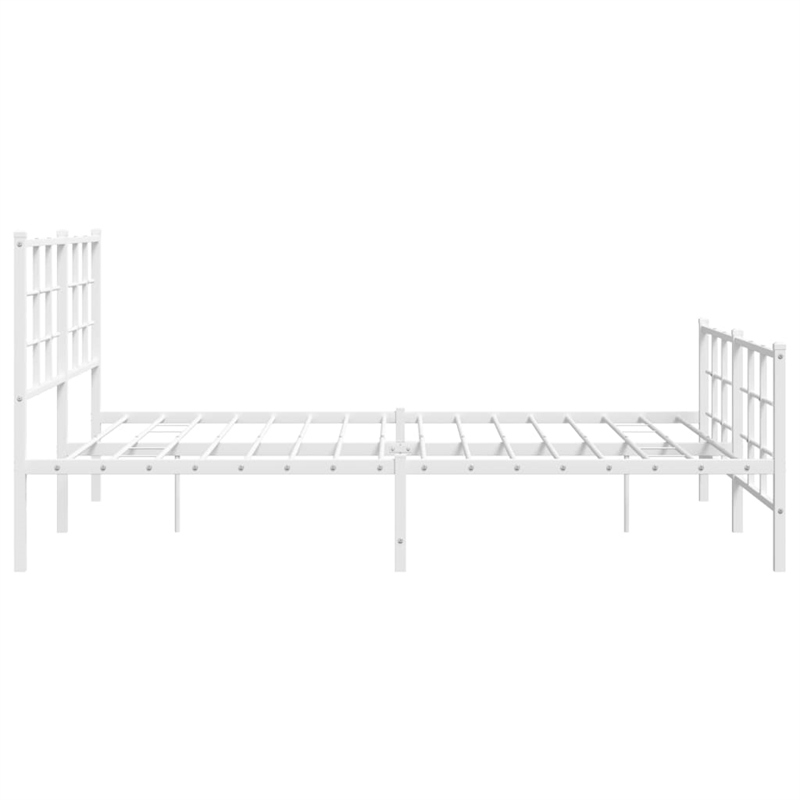 Bowery Hill Contemporary Rectangular Steel King Bed Frame in White