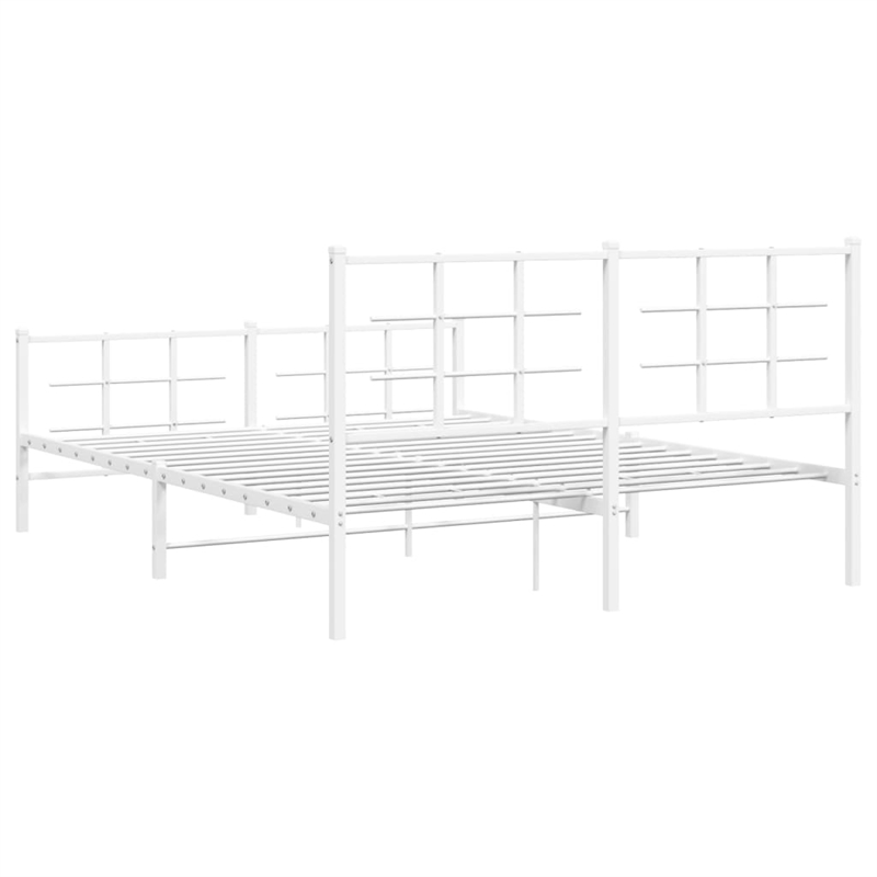 Bowery Hill Contemporary Rectangular Steel King Bed Frame in White