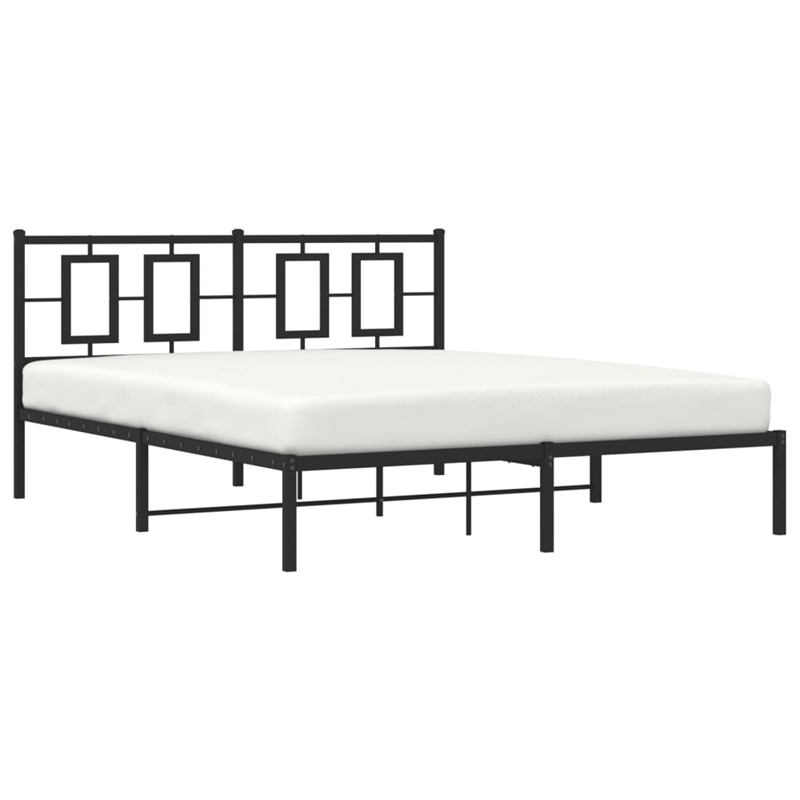 Bowery Hill Rectangular Powder-Coated Steel King Bed Frame in Black