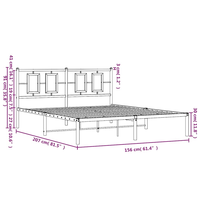 Bowery Hill Contemporary Rectangular Steel King Bed Frame in White
