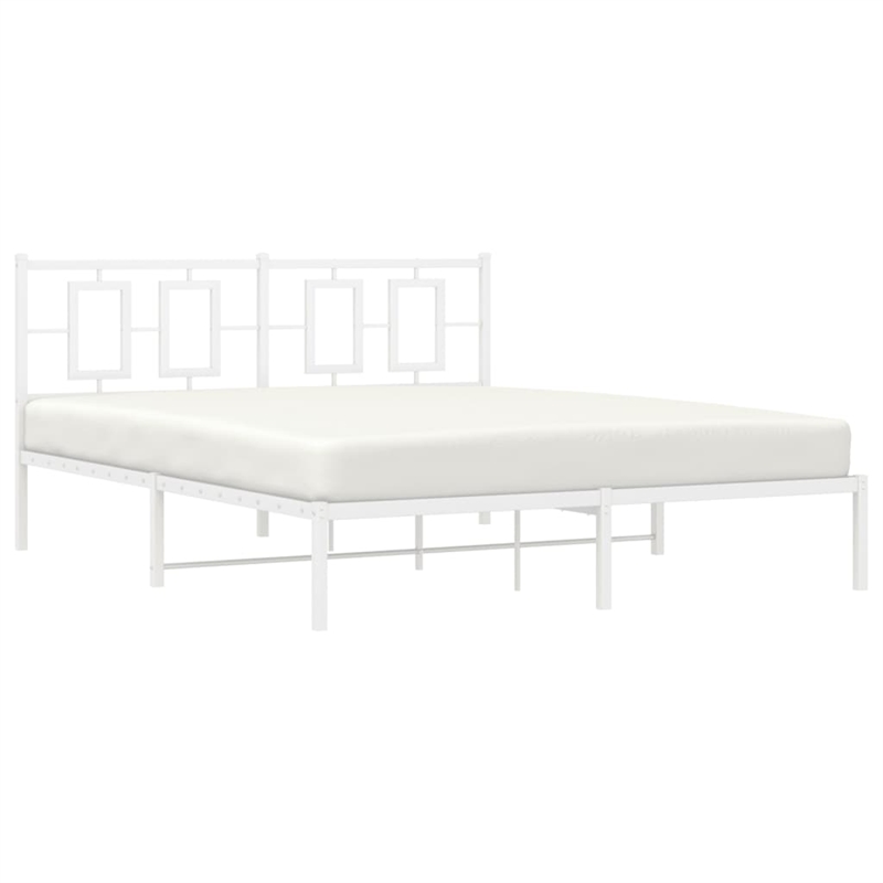 Bowery Hill Contemporary Rectangular Steel King Bed Frame in White