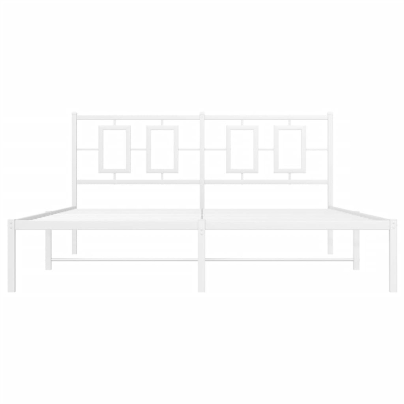 Bowery Hill Contemporary Rectangular Steel King Bed Frame in White