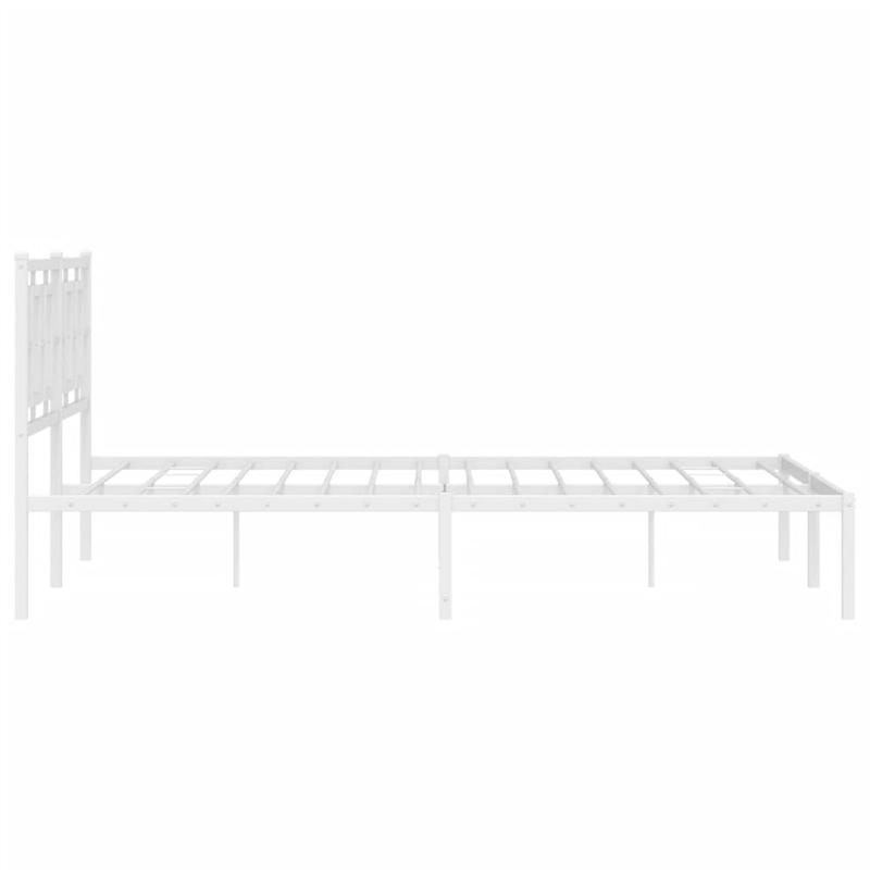 Bowery Hill Contemporary Rectangular Steel King Bed Frame in White