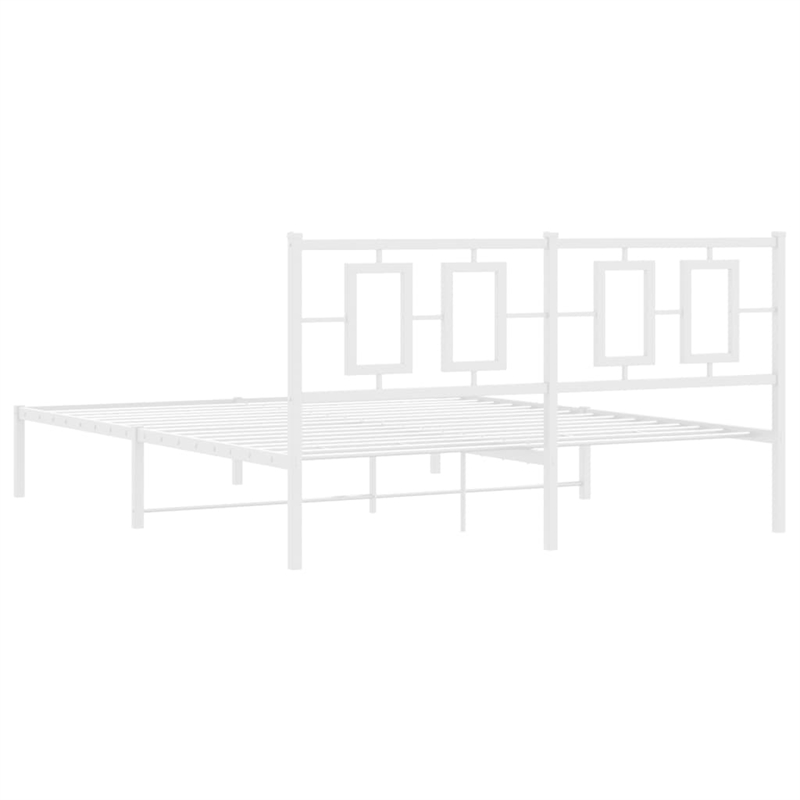 Bowery Hill Contemporary Rectangular Steel King Bed Frame in White