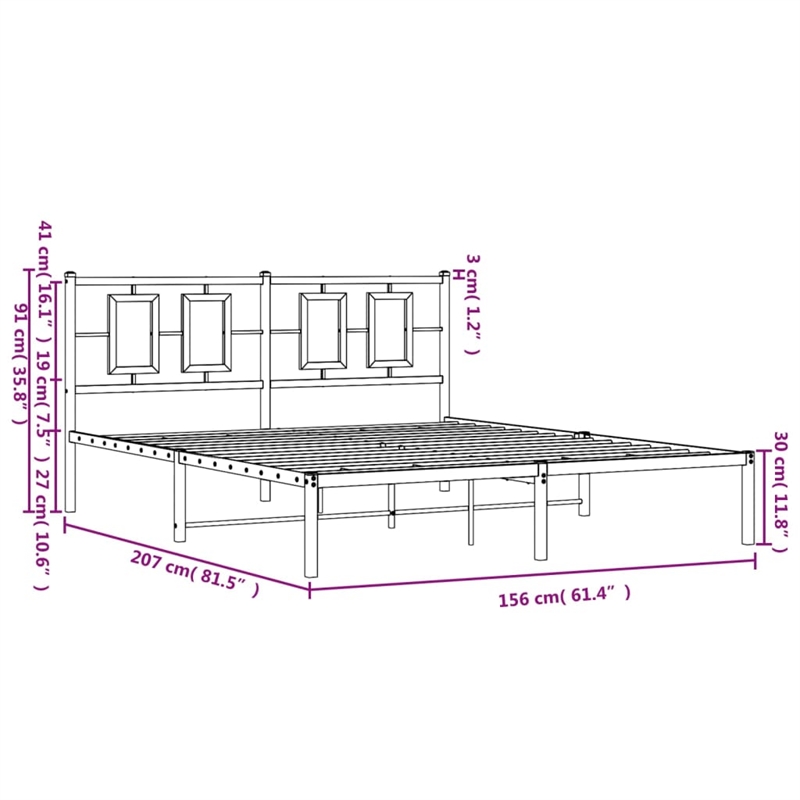 Bowery Hill Contemporary Rectangular Steel King Bed Frame in White