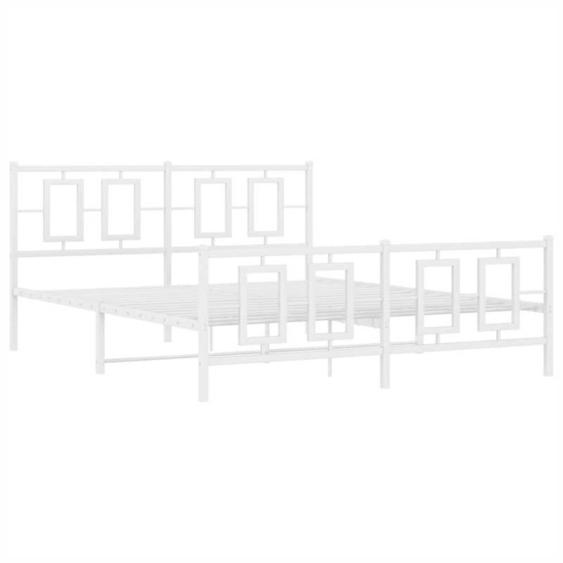 Bowery Hill Powder-Coated Steel King Size Bed Frame in White